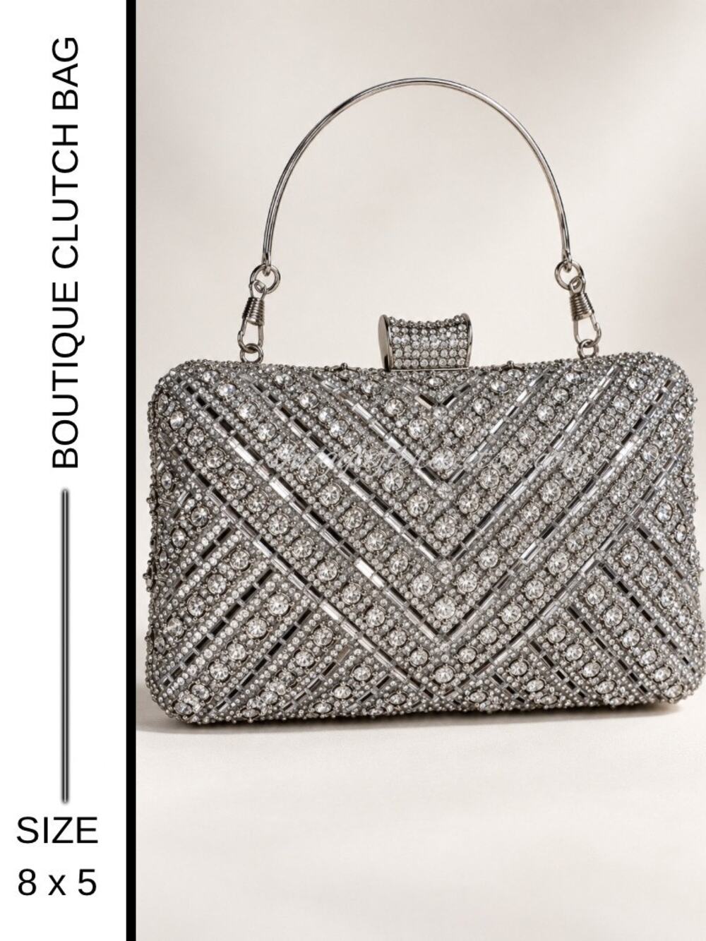 MSRP: $49.99 | ✨ Boutique Silver-Tone Rhinestone Clutch Purse | New in Bag ✨